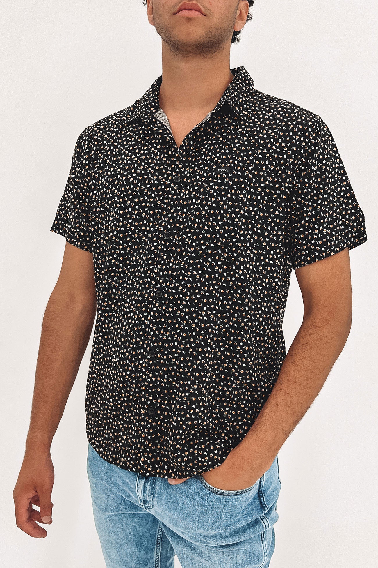 Sundowner Floral Short Sleeve Shirt Black