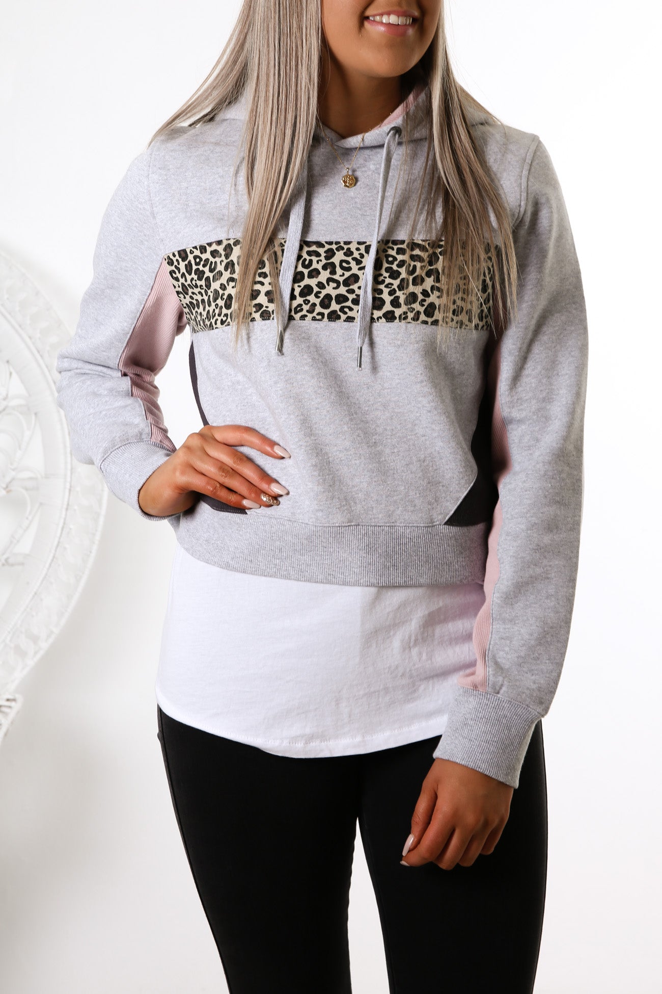 Teagan Rib Hoody Grey Marle