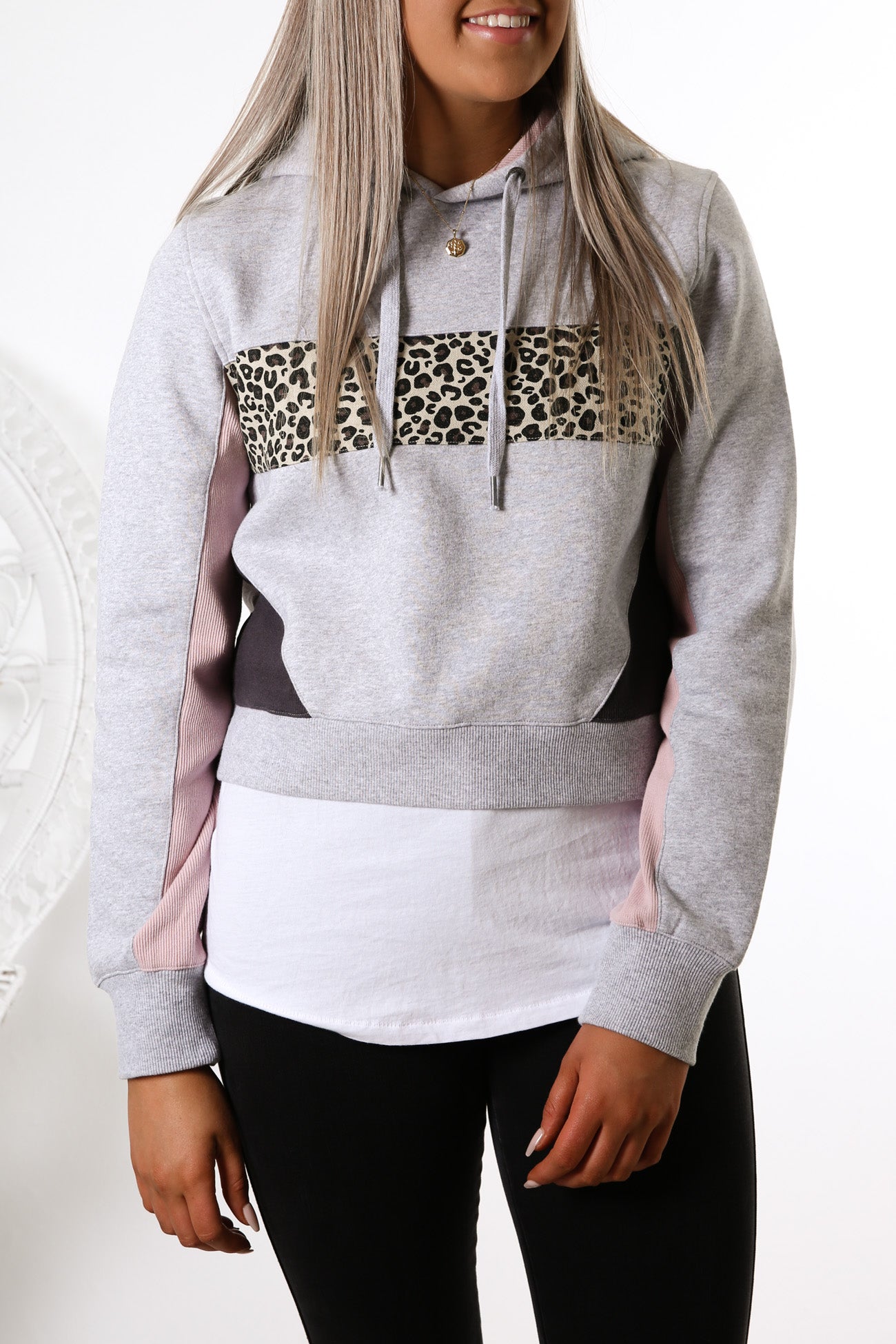 Teagan Rib Hoody Grey Marle