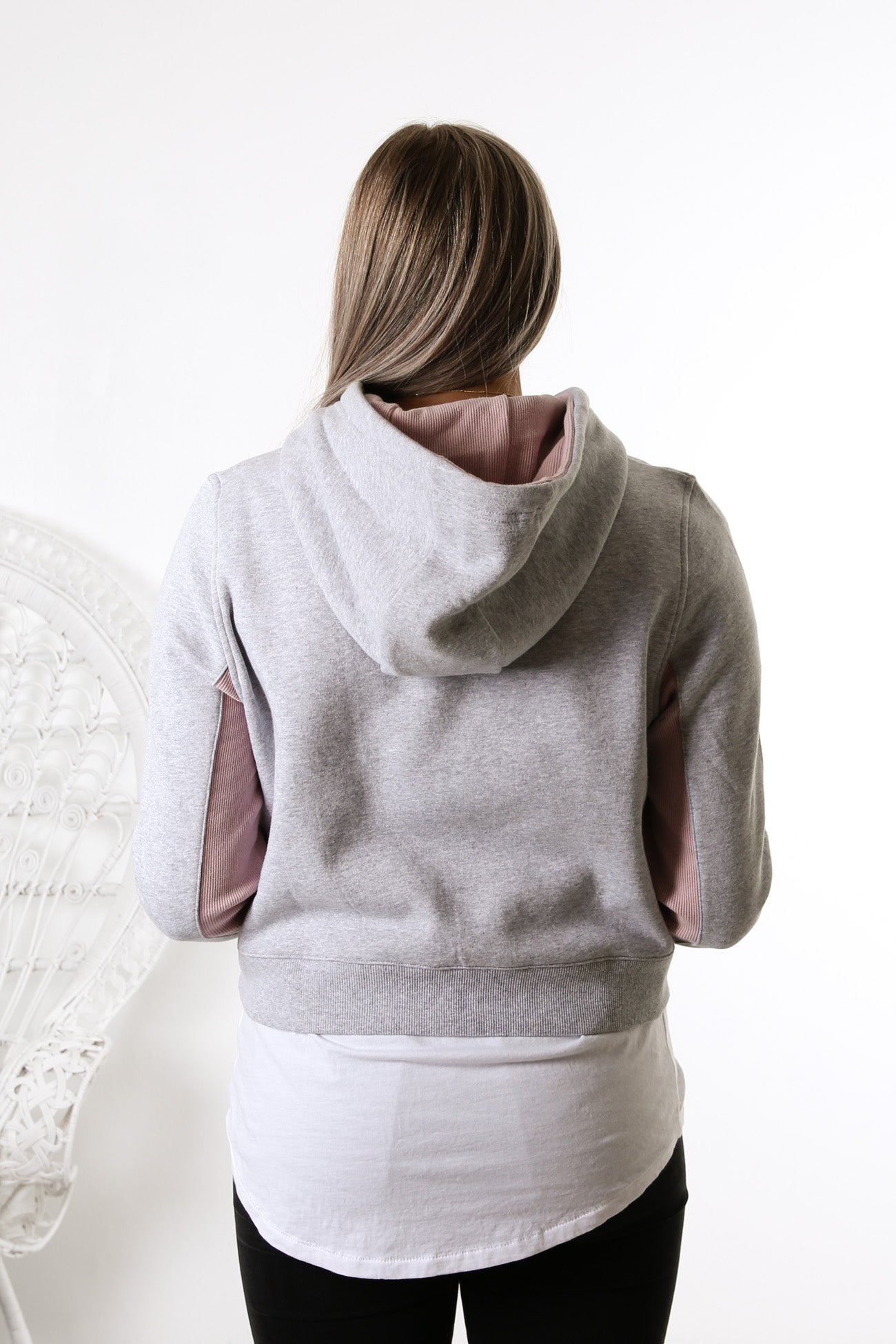 Teagan Rib Hoody Grey Marle