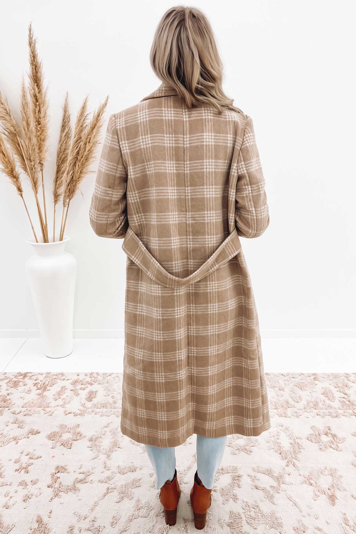 Beige shop plaid coat