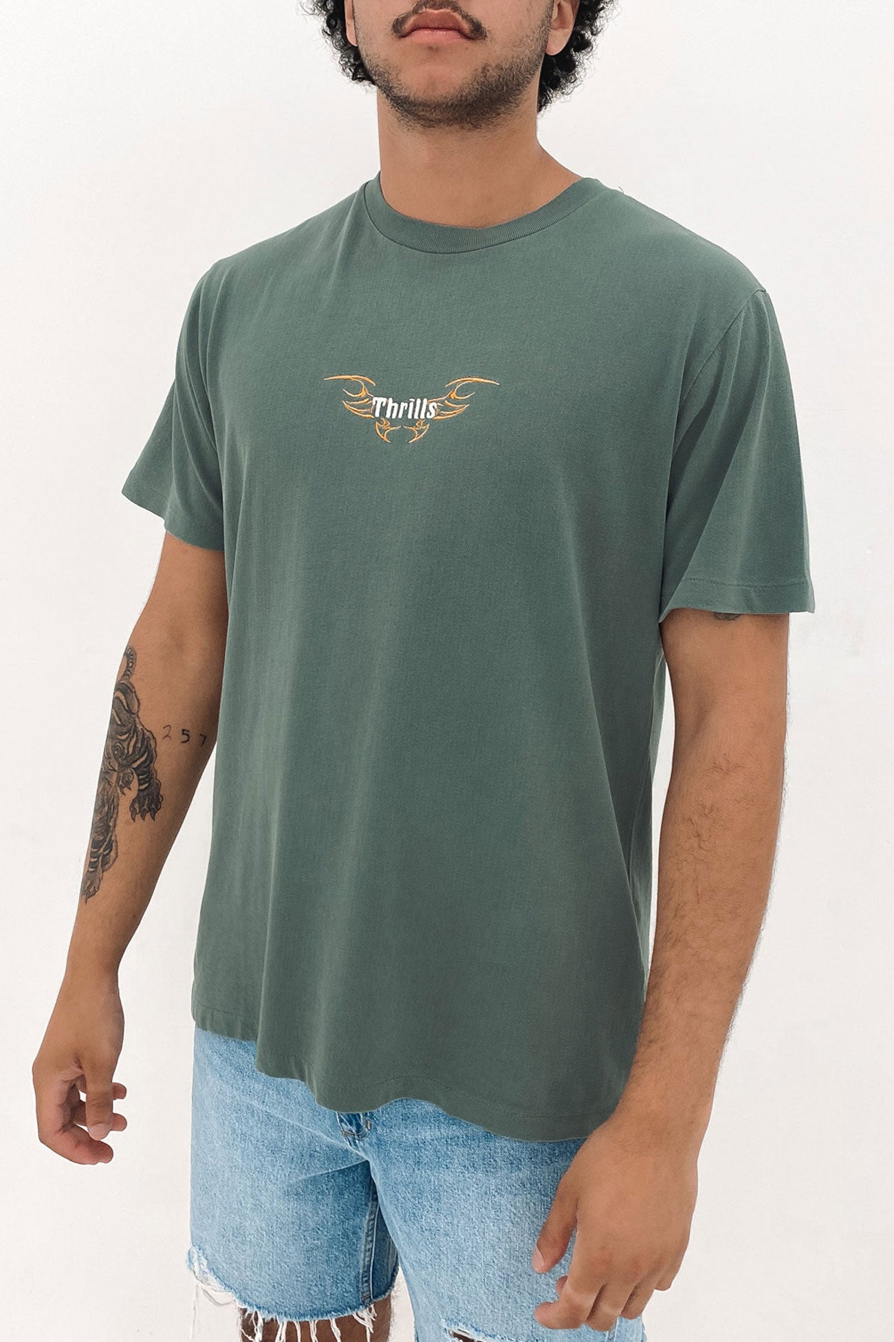 Thrills Golden Wings Merch Fit Tee Scrubs Green