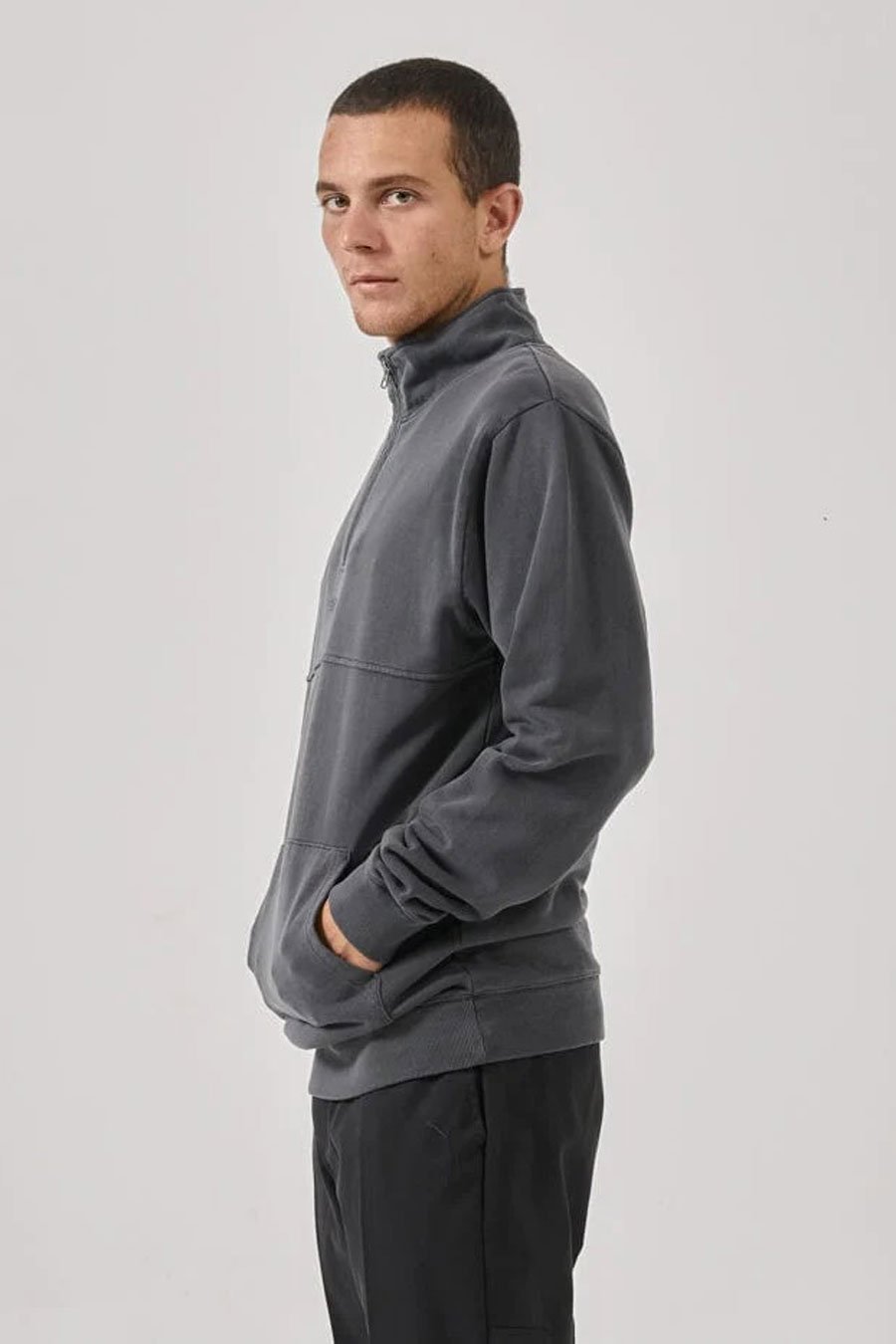 Two Minds Quarter Zip Fleece Dark Charcoal