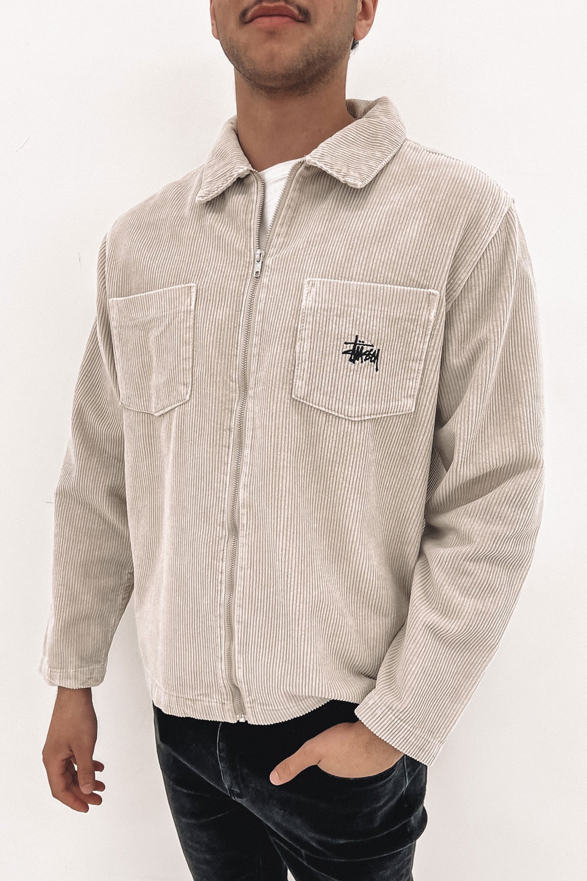 Stussy embroidered selling corduroy jacket