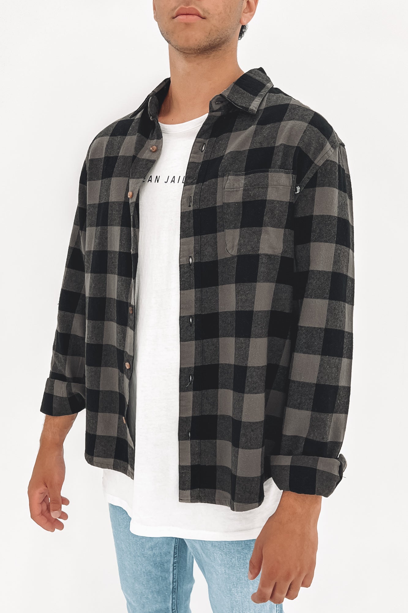 Venice Plaid Long Sleeve Shirt Charcoal