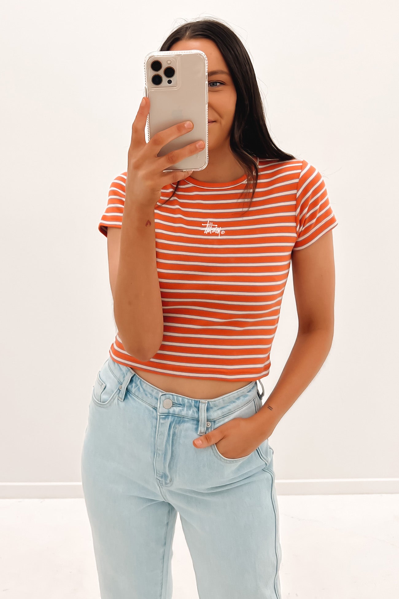 Venice Stripe Baby Tee Mandarin