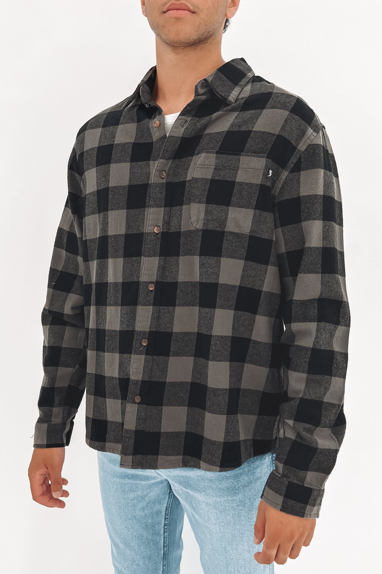 Venice Plaid Long Sleeve Shirt Charcoal