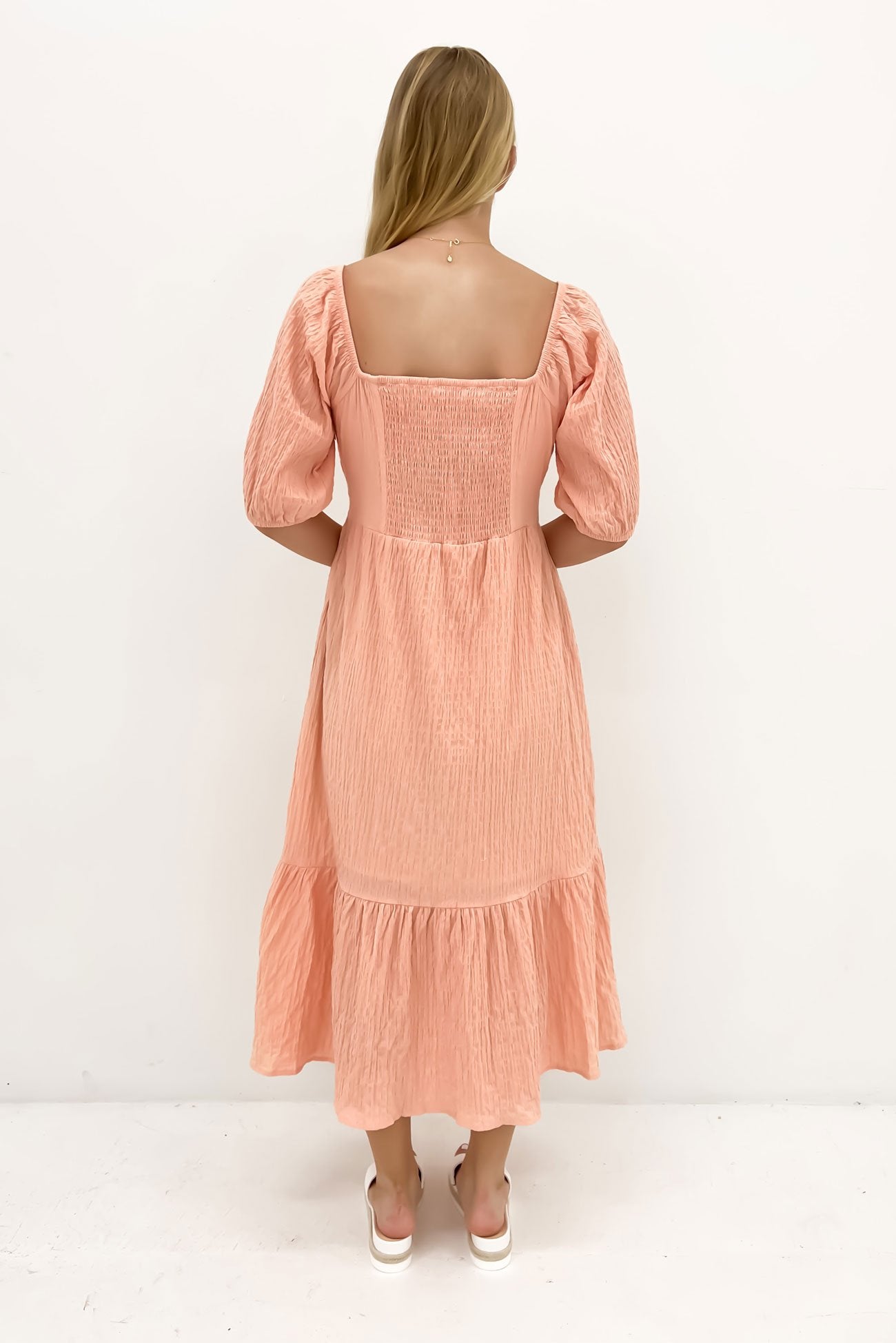 Violet Midi Dress Muted Peach