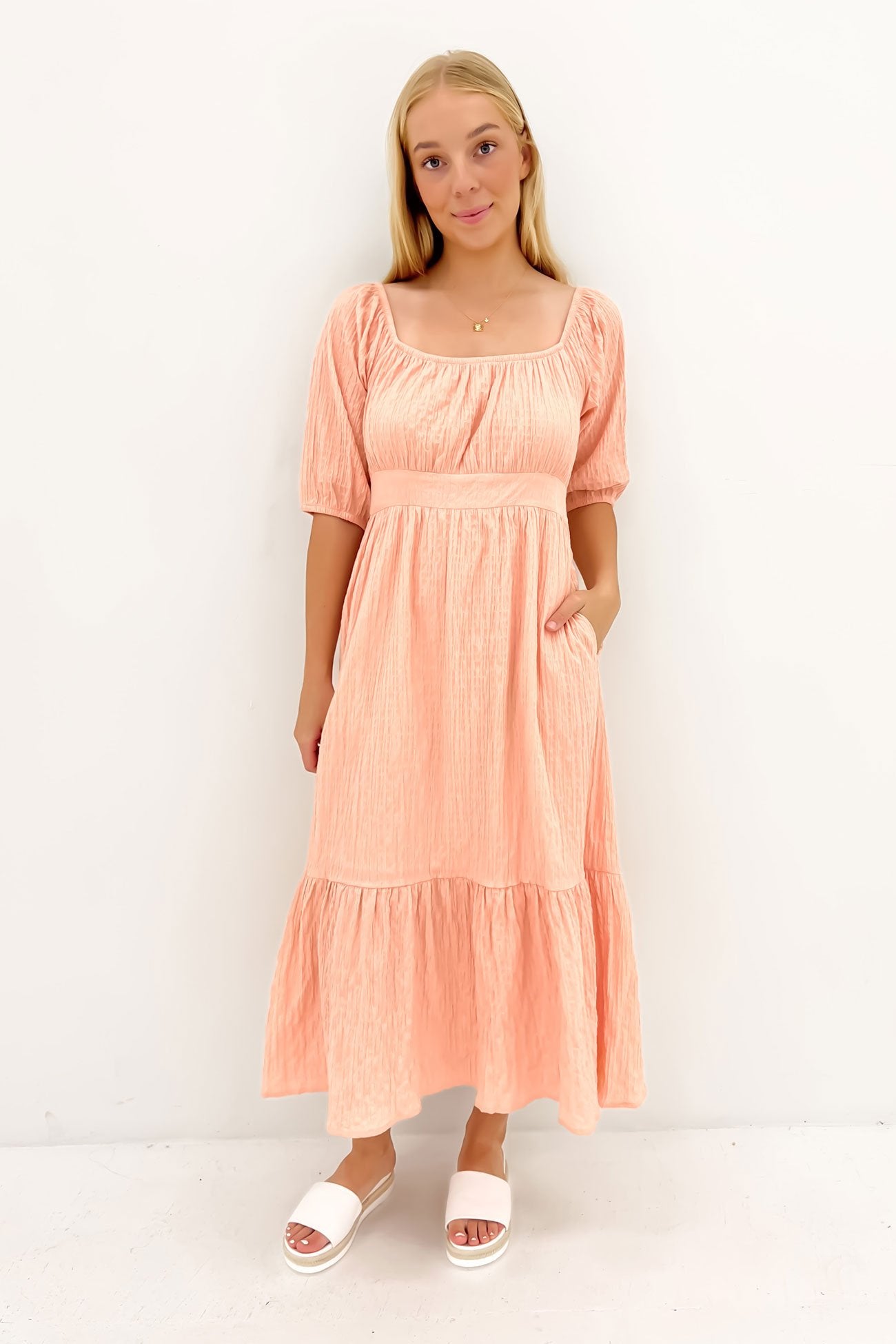 Violet Midi Dress Muted Peach