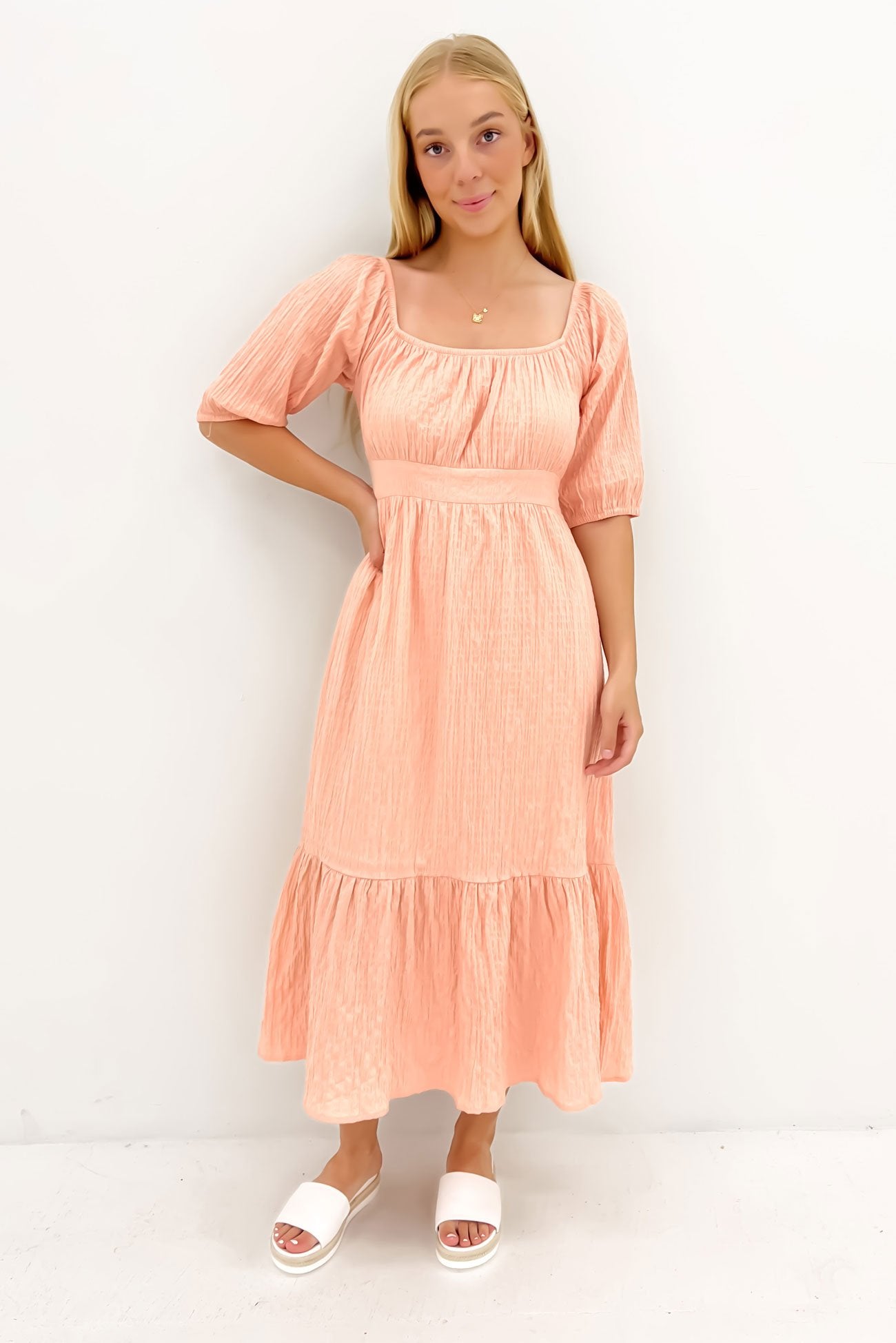 Violet Midi Dress Muted Peach