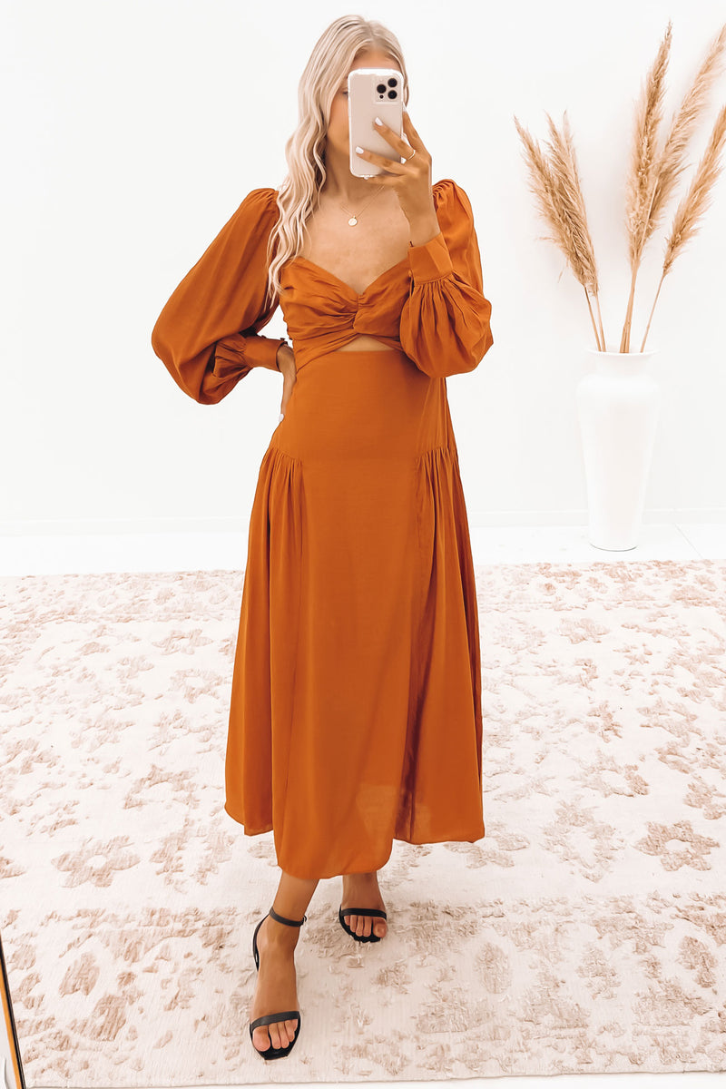 Rust orange best sale midi dress