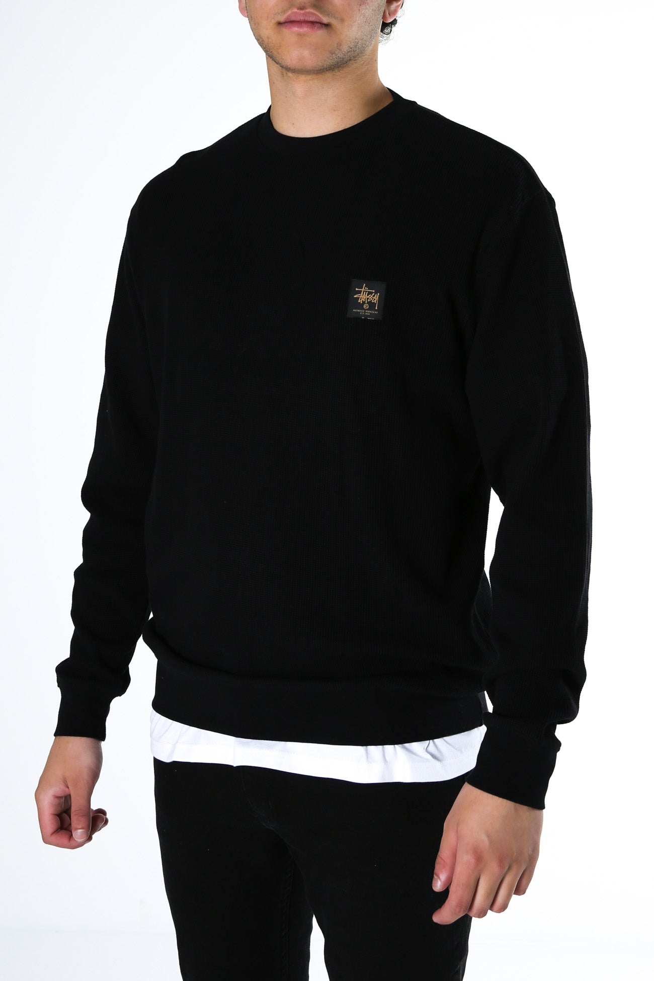 Workwear Waffle Crew Black