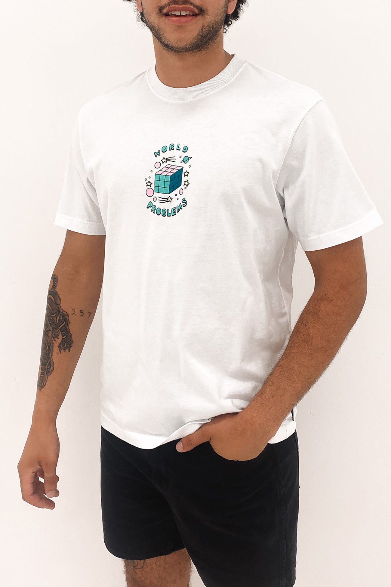 World Problems Recycled Retro Fit Tee White