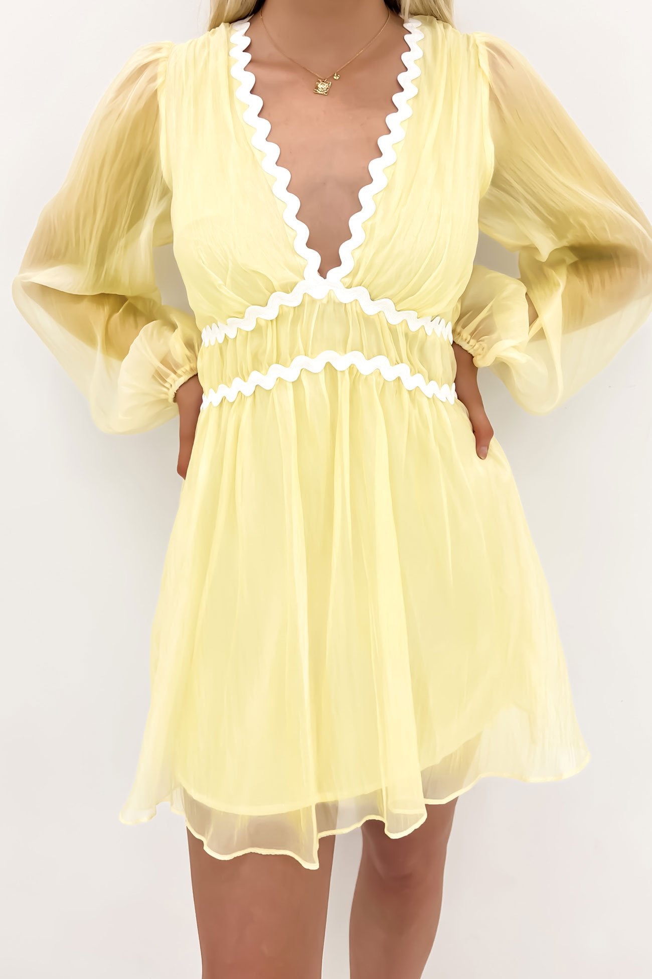 Zayd Mini Dress Yellow White