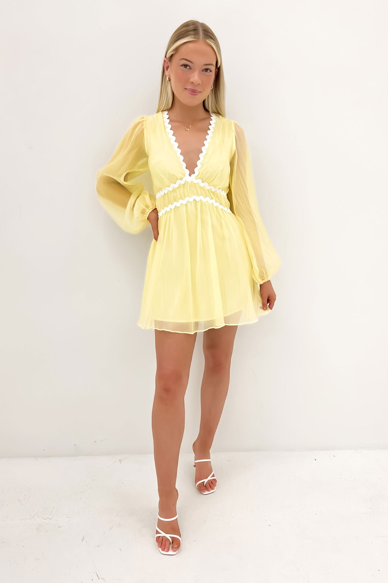 Zayd Mini Dress Yellow White