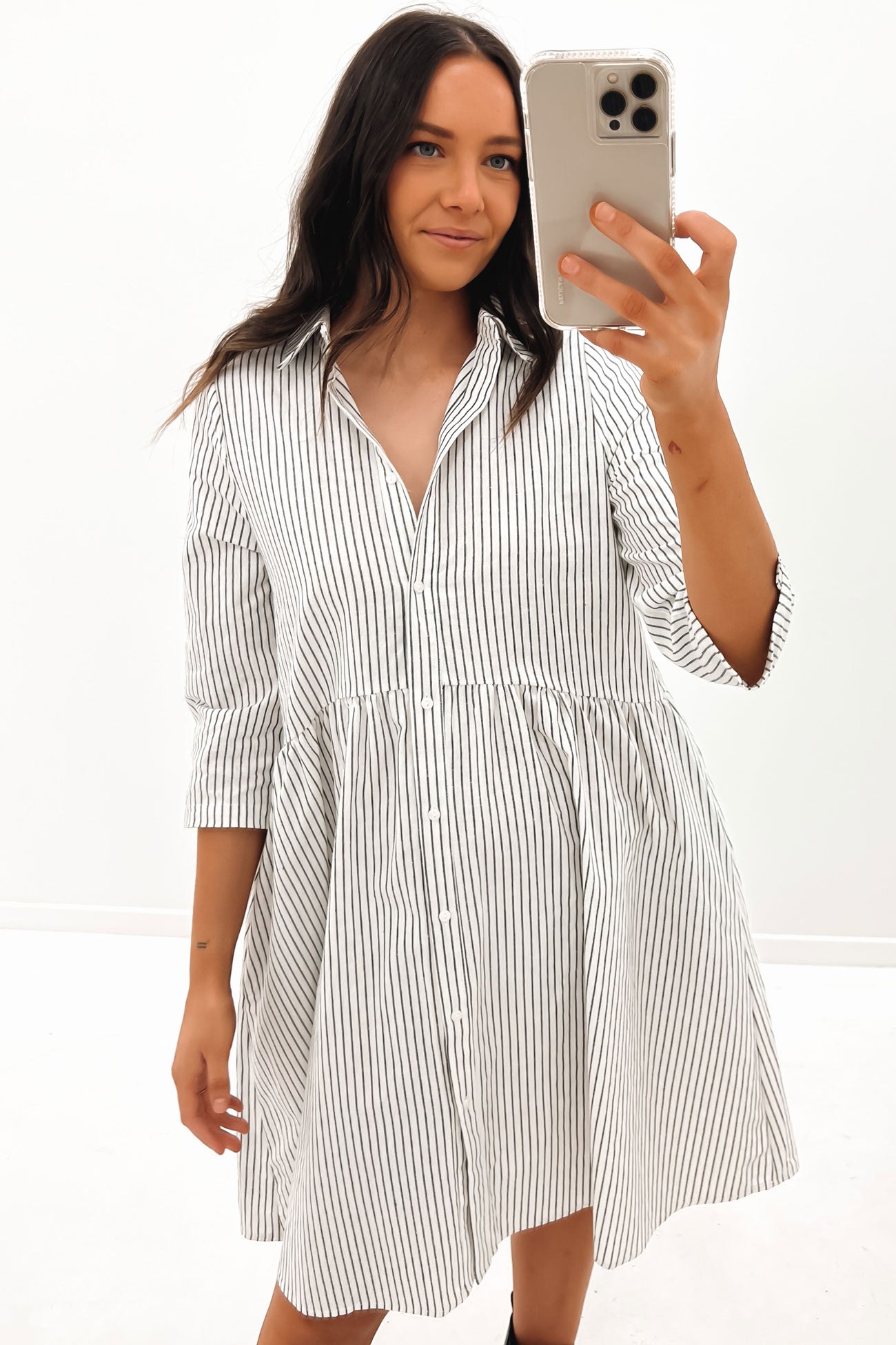 Zola Mini Dress White Stripe