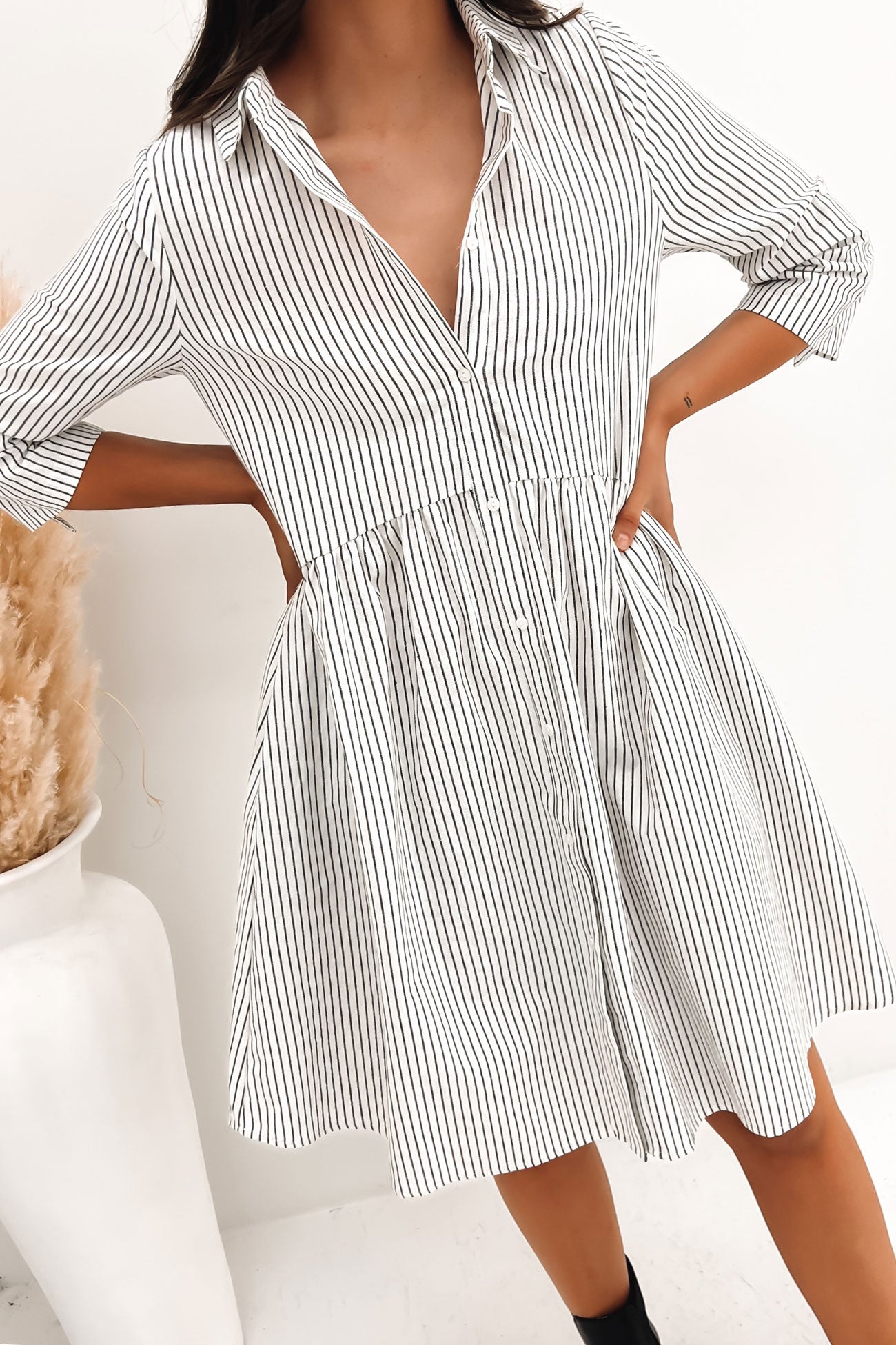 Zola Mini Dress White Stripe