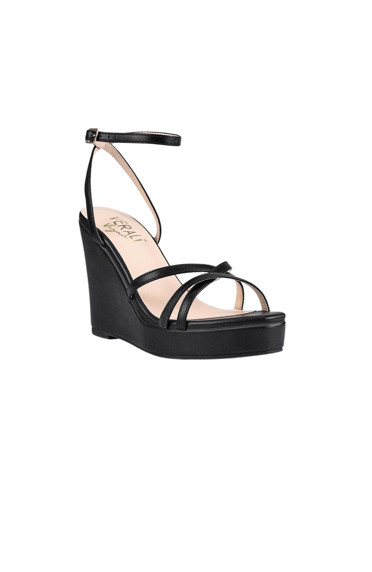 Amore Strappy Wedges Black Smooth