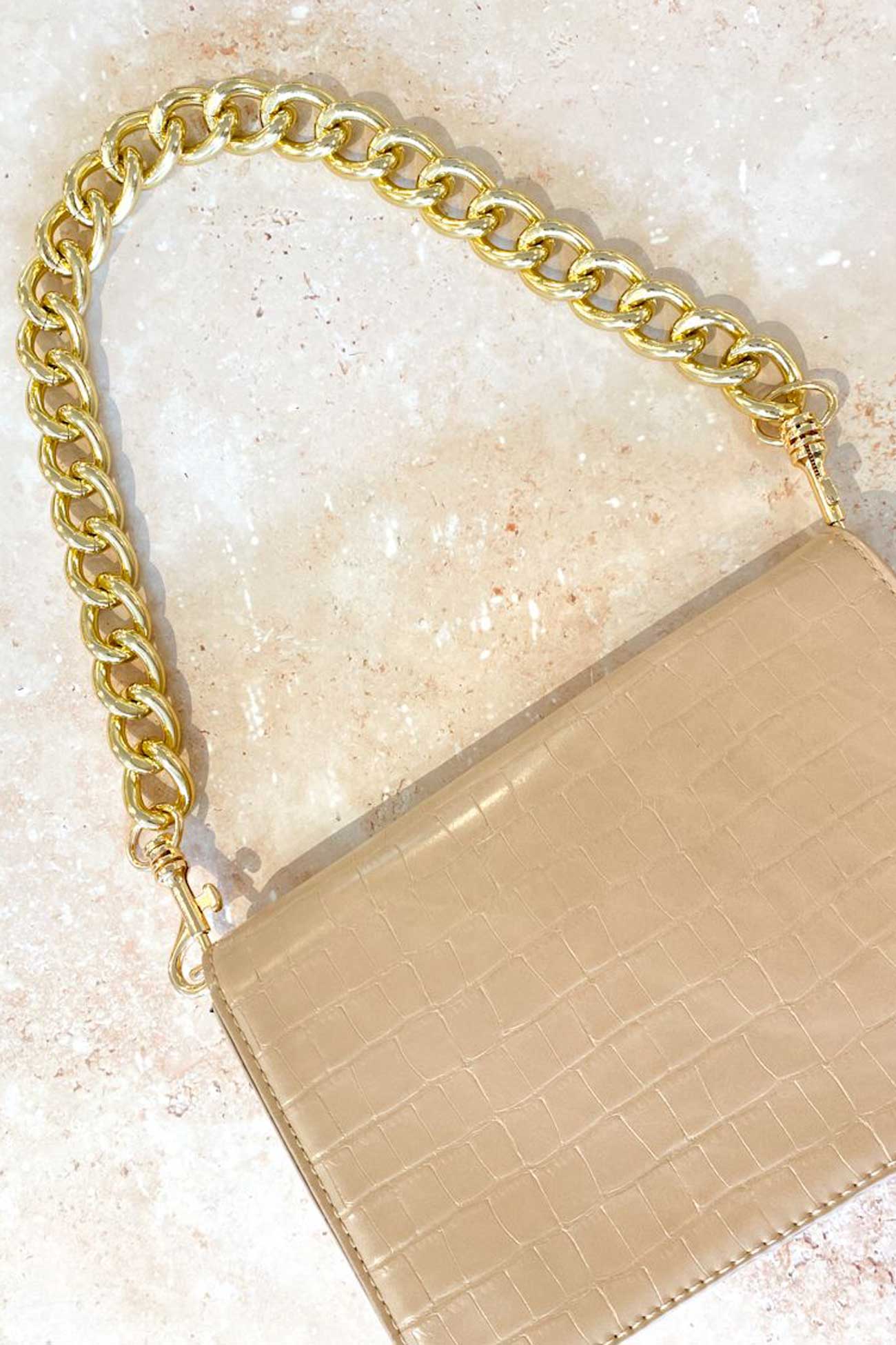 Chantel Chain Link Shoulder Bag Nude