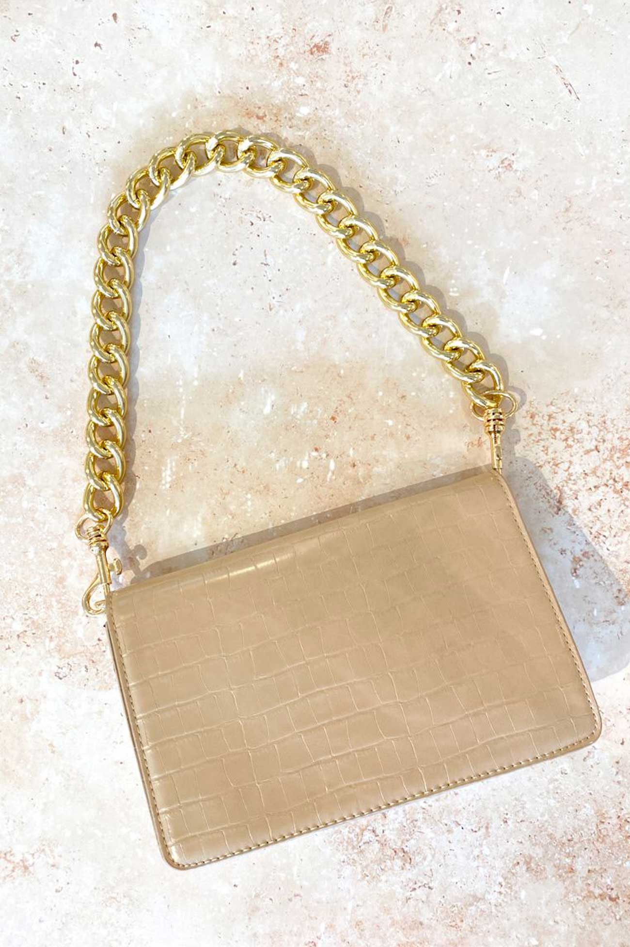 Chantel Chain Link Shoulder Bag Nude