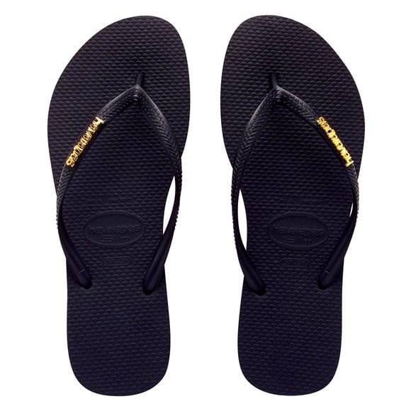 Slim Metal Logo Black Gold Havaianas - Jean Jail