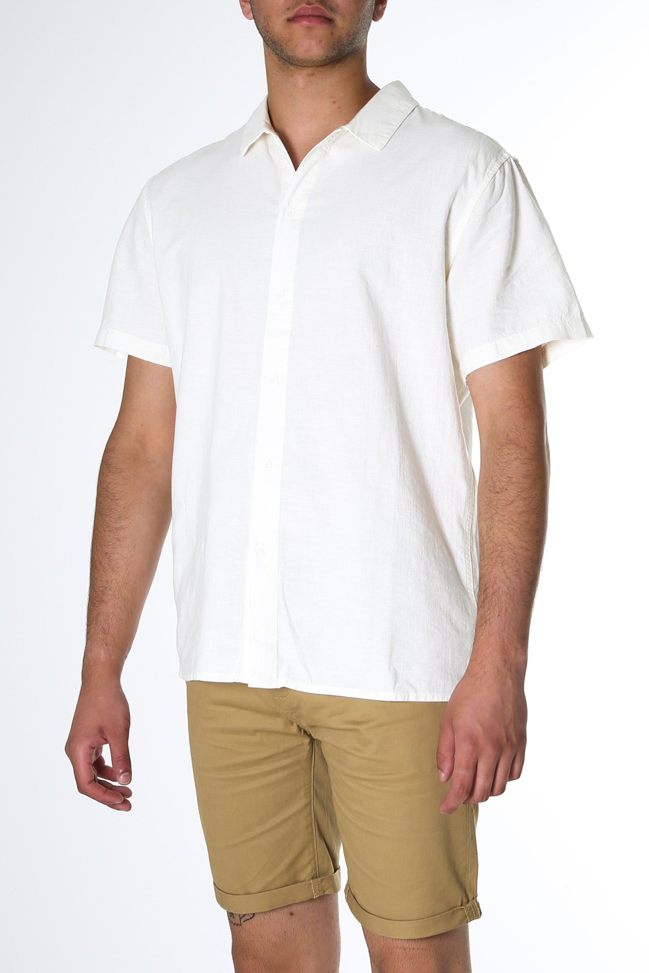 Classic Linen Short Sleeve Shirt Vintage White