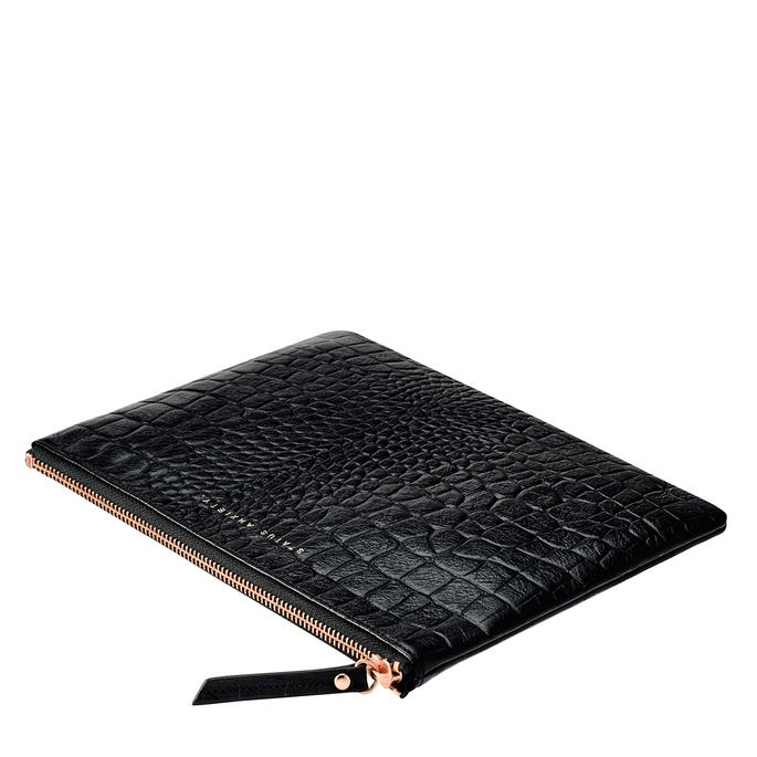 Fake It Clutch Black Croc Emboss Status Anxiety - Jean Jail