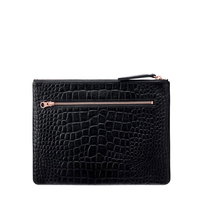 Fake It Clutch Black Croc Emboss Status Anxiety - Jean Jail