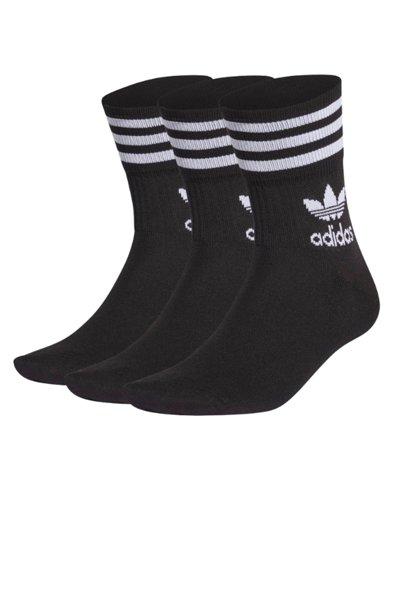 Mid Cut Crew Socks 3 Pairs Black