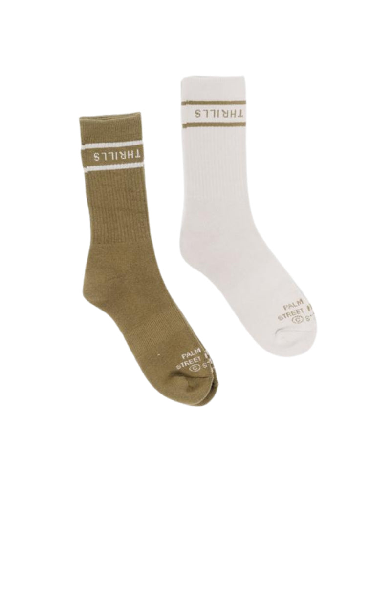 Minimal Thrills 2 Pack Mid Length Sock Cement Moss