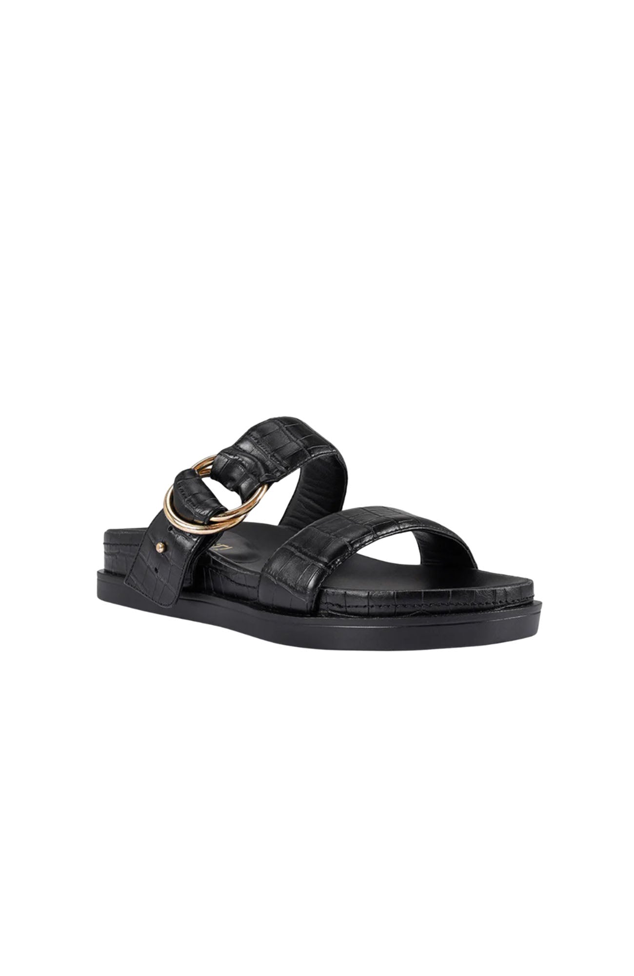 Oslo Sandal Black Croc Emboss