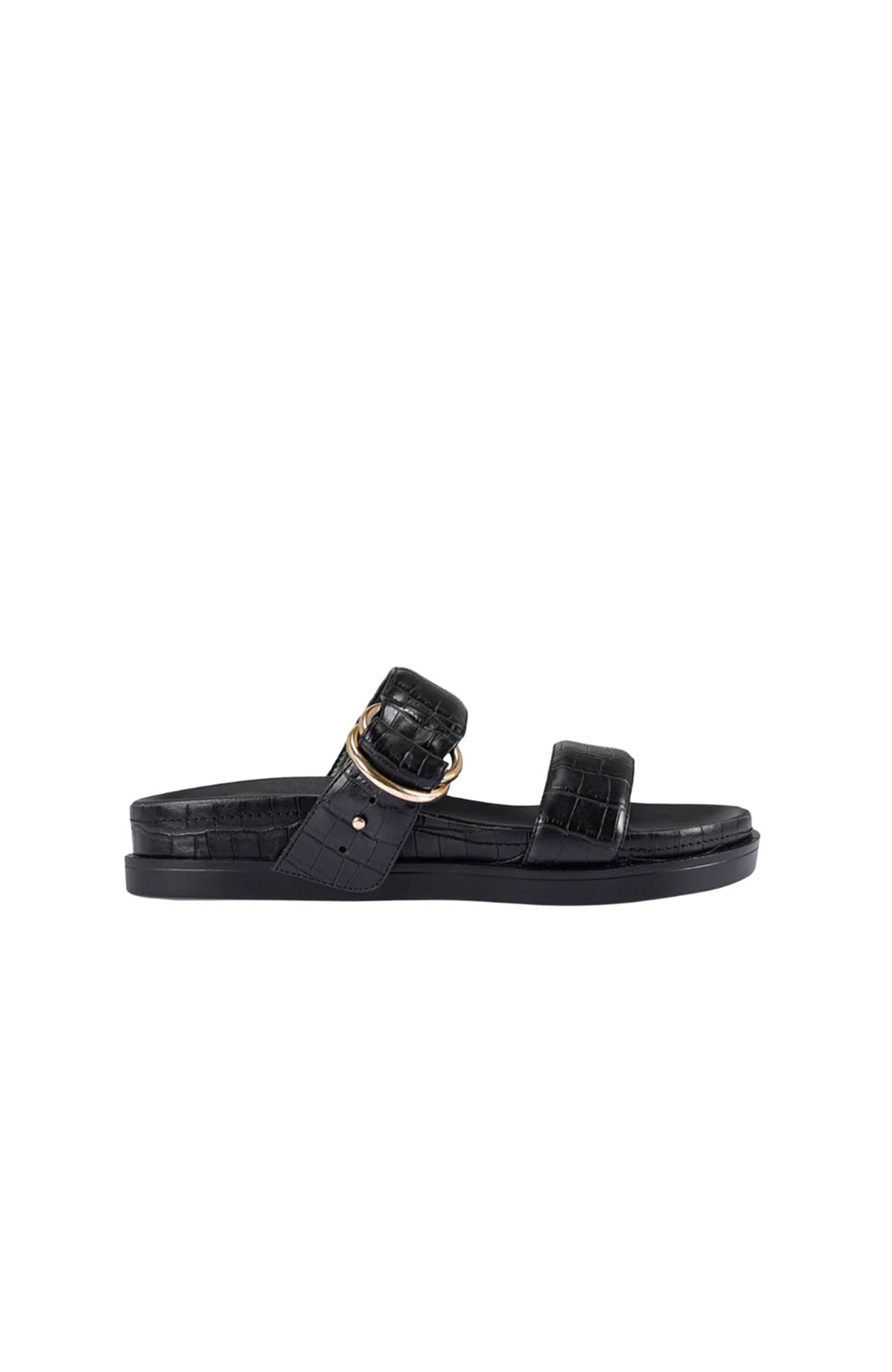 Oslo Sandal Black Croc Emboss